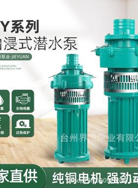 QY家用油浸泵380V农用灌溉清水泵立式高扬程大流量园林喷泉潜水泵