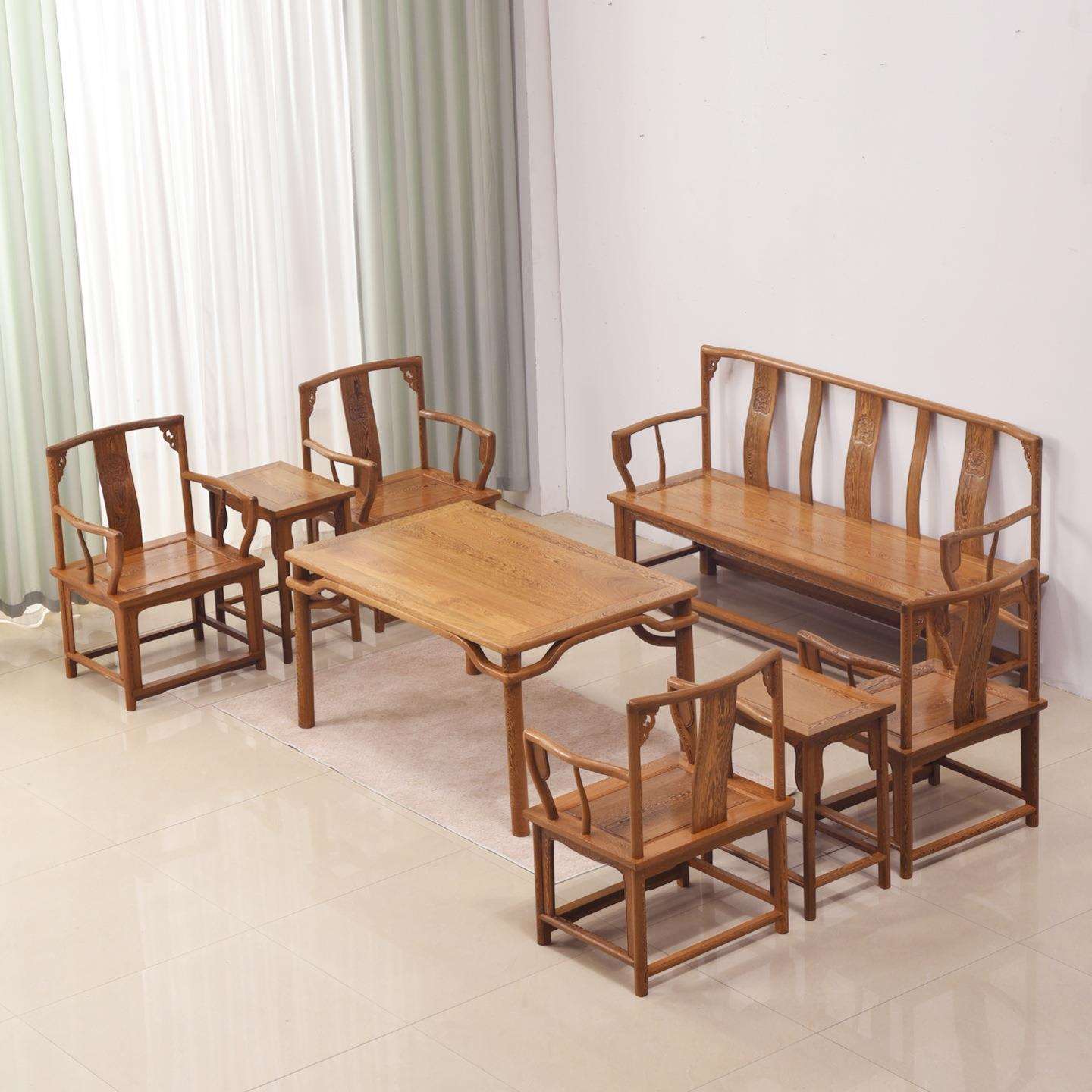 鸡翅木沙发三人位长椅小户型客厅实木两人位椅子新中式靠背椅