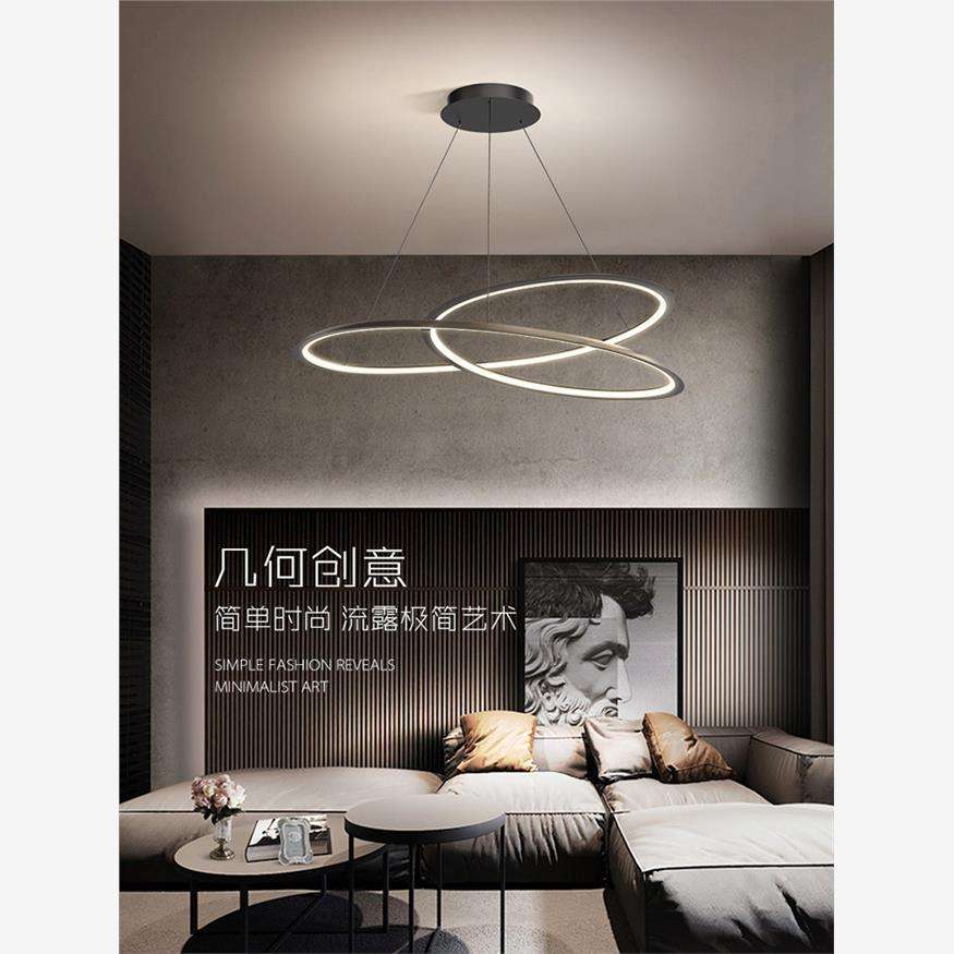 不规则餐厅吊灯创意个性设计卧室书房灯圆环形极简餐桌饭厅led灯