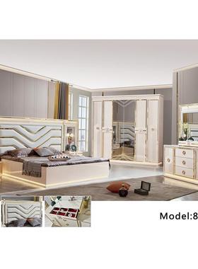 热销中东豪华卧室家具双人床设计现代风格时尚套房