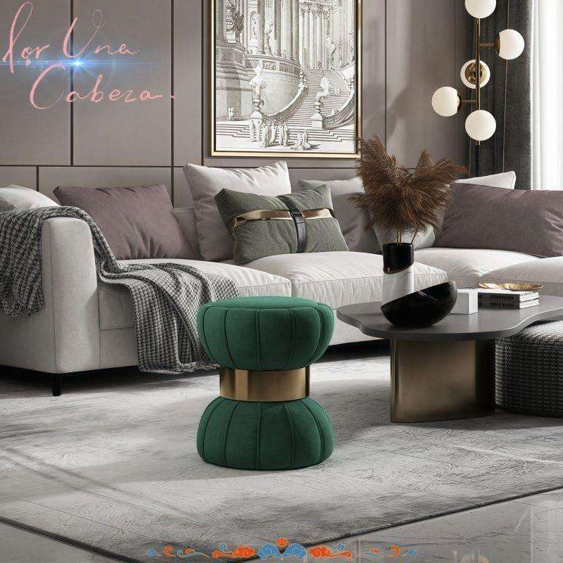 化妆台凳子高级北欧风轻奢简约圆凳鼓凳女生卧室梳妆美甲店凳子