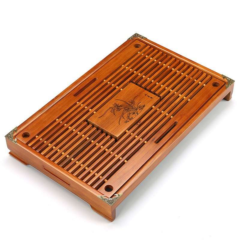 实木小茶盘柯木茶缘家用办公储水茶海简约抽屉式小型茶台