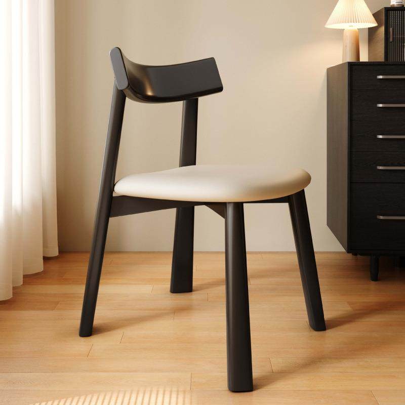 餐桌椅子实木餐椅家用简约现代轻奢黑色餐厅吃饭靠背椅凳子船桨椅