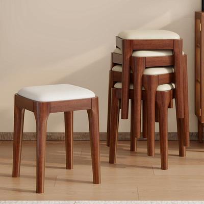 实木凳子家用可叠放软包板凳客厅木头矮凳简约现代小方凳餐桌椅子