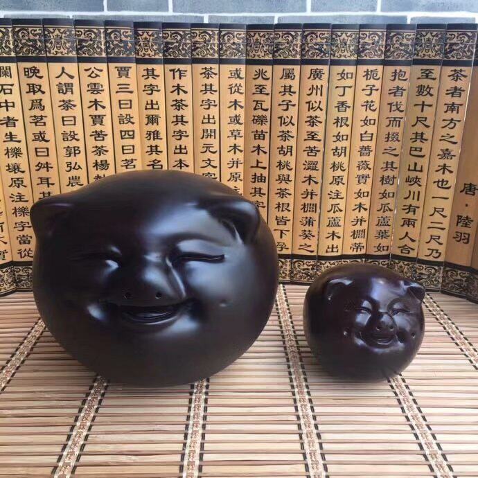 黑檀猪茶宠一团和气猪生肖猪实木客厅家居装饰品木小件