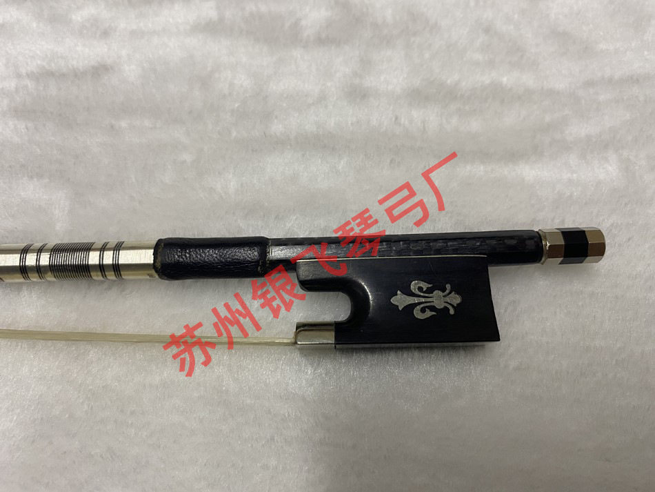 花碳纤格纹乌木白铜雕花小提琴弓