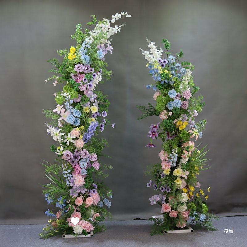 森系莫奈牛角门套装花艺婚礼路引插花舞台布景装饰商场仿真花摆件