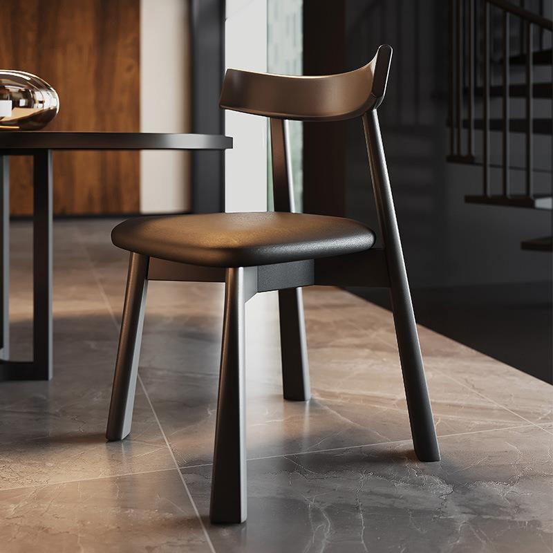 实木餐椅牛角椅船桨椅中古餐厅靠背茶椅子意式轻奢设计师书桌椅