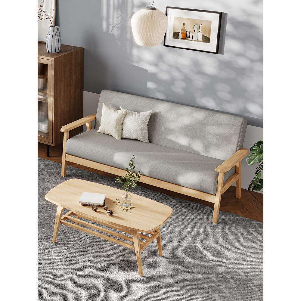 实木日式沙发小户型客厅公寓简易原木风单人双人椅出租屋小型简约