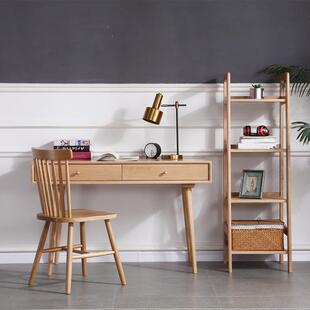 北欧实木书桌书房简约带抽屉学生学习桌长方形办公电脑桌白橡木