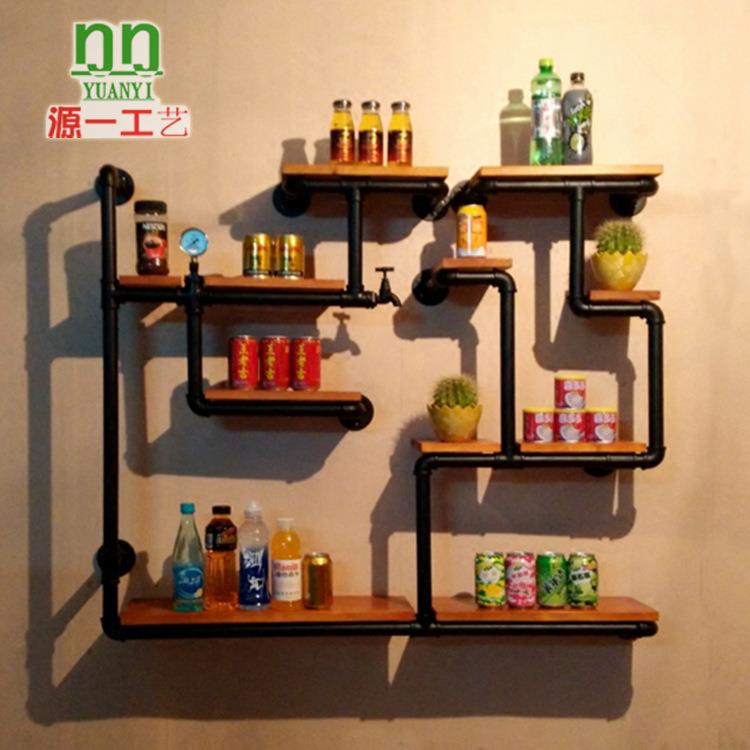 工艺风水管复古铁艺搁板墙上壁挂摆设陈列展示置物书架