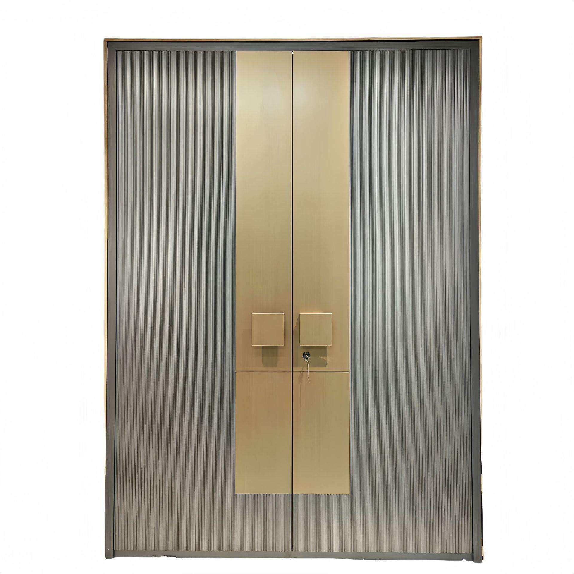 自建房别墅大门铸铝门新中式风格嵌入式指纹锁防盗门庭院门入户门