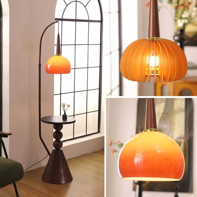 中古落地灯客厅高级感床头柜置物一体柚子灯沙发旁摆件氛围台灯