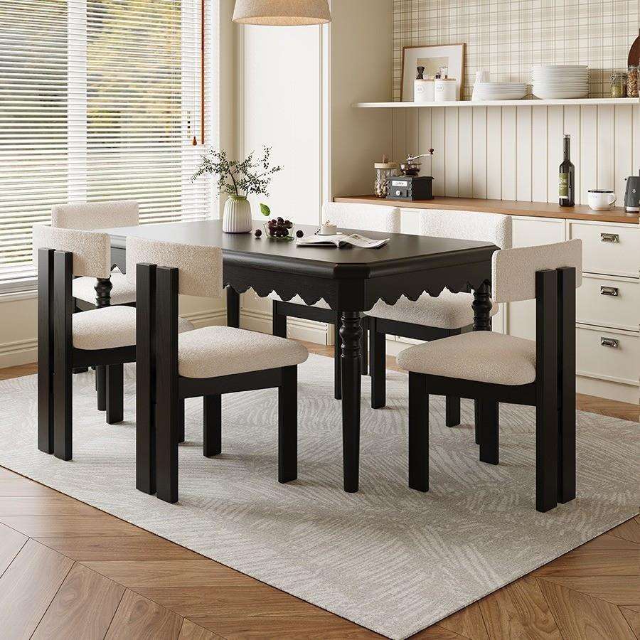 白蜡木全实木餐桌椅法式复古小户型美式简约家用长方形西餐桌工厂