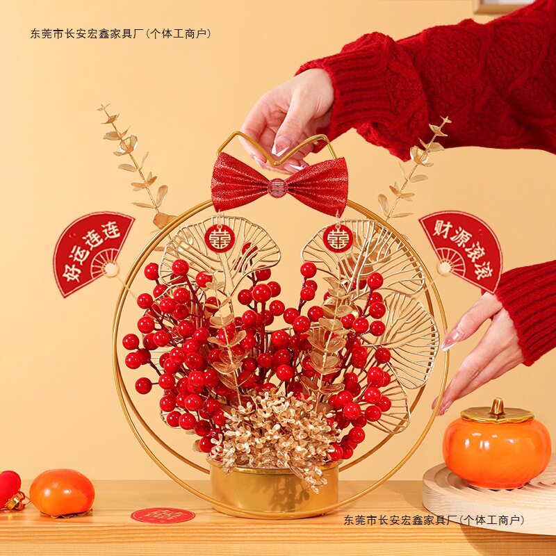 发财果仿真花摆设假花花篮布置客厅餐桌装饰乔迁结婚过年花束摆件