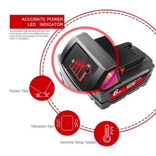 6000mAh Battery Milwaukee for mion 2pcs M18 Tool