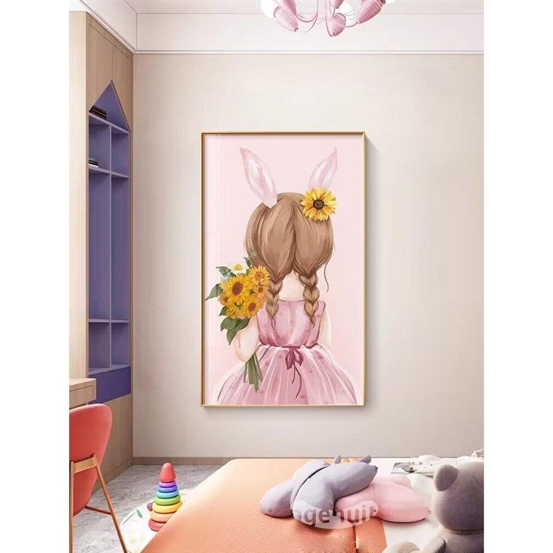 网红儿童房装主饰画n女孩粉色公房壁画高感卧室背景级墙落地画床,家居饰品,现代装饰画,淘宝优惠券,粉丝福利购,淘宝优惠卷