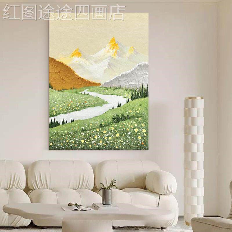网红.纯手绘画《k风和日油》现代客厅饰装画玄关餐画厅丽肌理手工