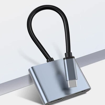 Typec To Dual HDMI-Compatible 2In1 Adapter Type-C HUB H.DMI-