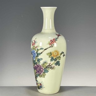 海外回流清光绪年制粉彩富贵祥和纹花瓶摆件仿古瓷器古.玩古董旧