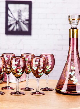 结婚交杯酒杯中国红色婚庆酒具套装 结婚高O脚杯子 玻璃酒壶红酒
