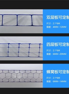 6mm8mm10mm透明q瓦采光板婚庆板中空阳光板蜂窝板遮阳板PC阳光板