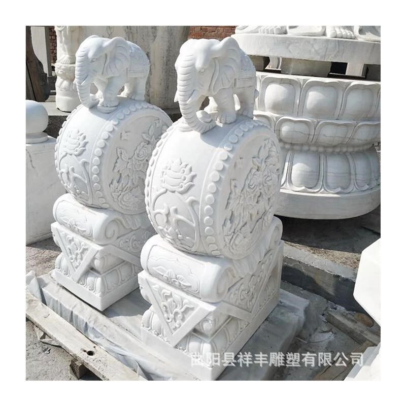 石雕门墩汉白玉别墅家用新中式庭院仿古石鼓门口户Y外摆件抱鼓石