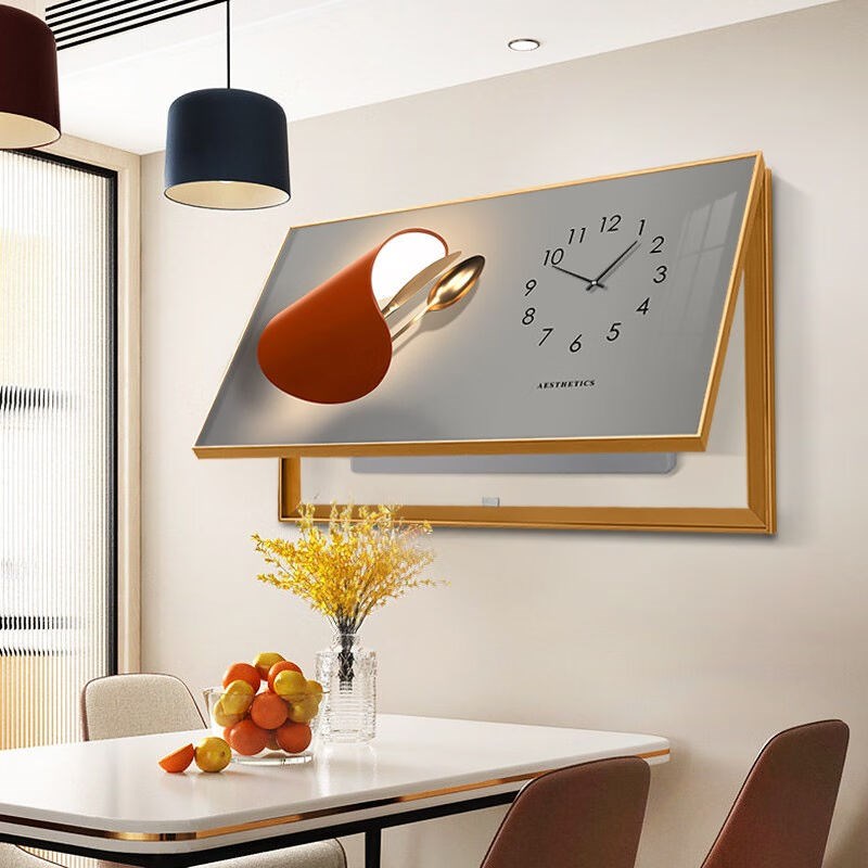 电表箱装b饰画大尺寸带时钟免打孔餐厅电闸配电箱遮挡画钟表挂画A