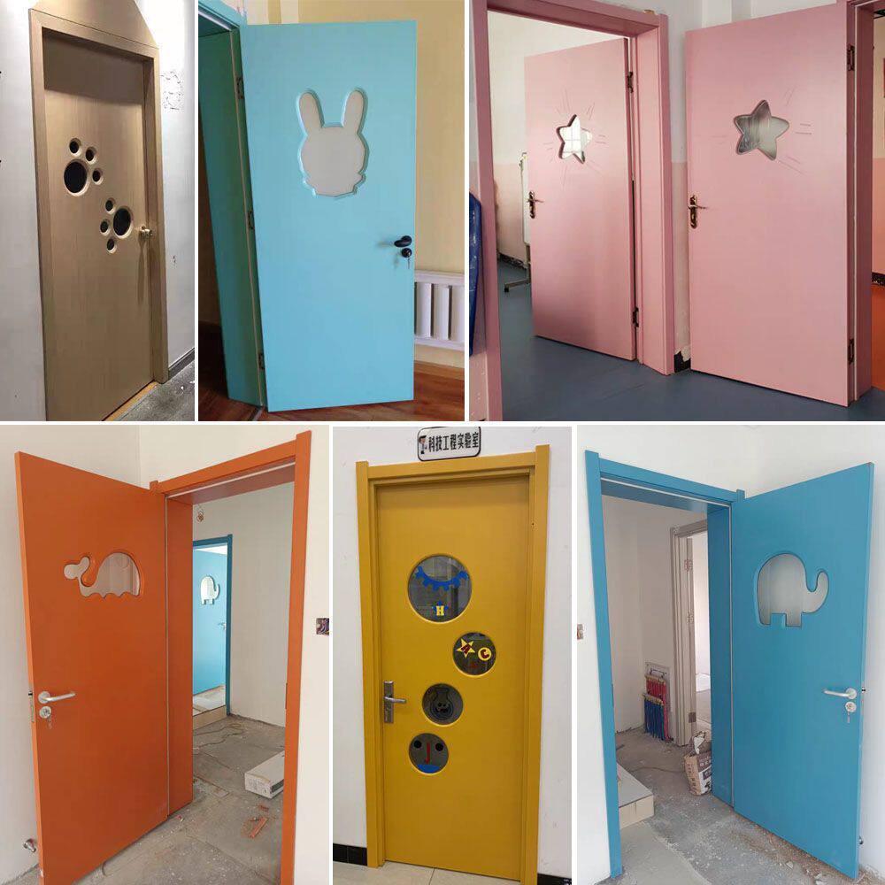 幼儿园木门早教防夹手门卡通艺术门培训教室门学校门卧室双开门门