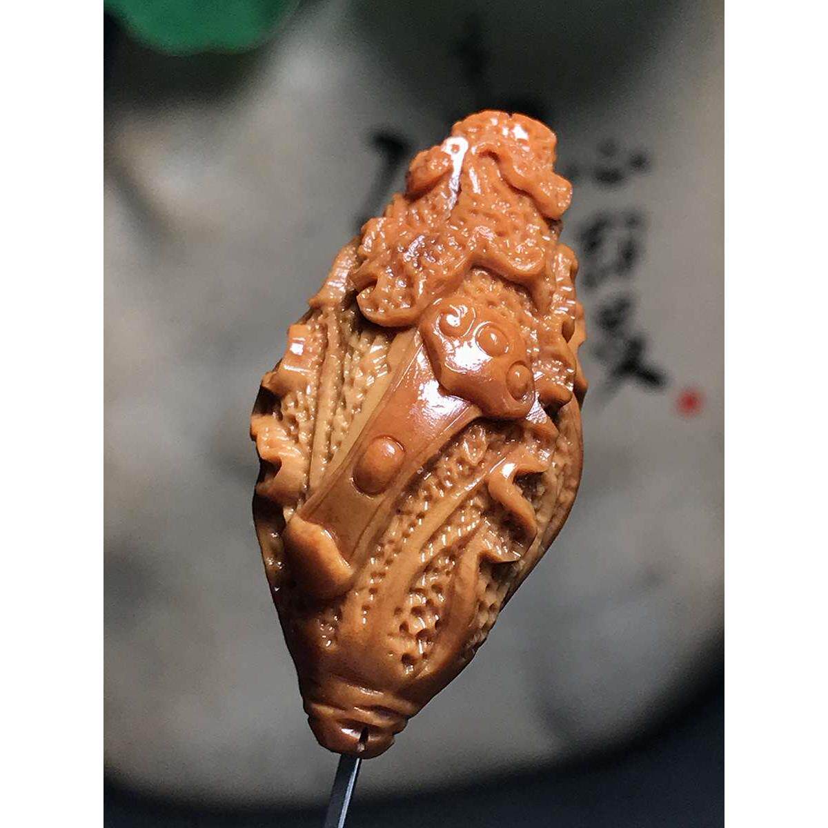 橄榄核单籽白菜吊坠背云腰珠核雕雕刻橄榄胡男女百财生意兴隆苏工