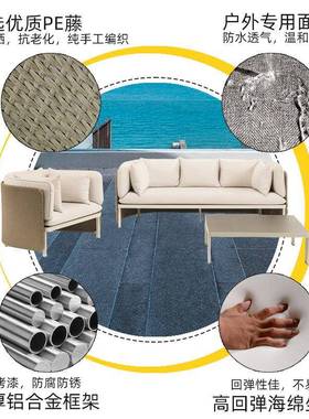 北户外沙沙发酒店民宿藤编发组合室外阳台藤沙发庭欧85825院花园