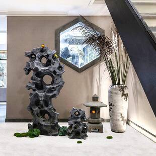 湖石摆落地件新中式软装室内装庭院造太景拍摄道具仿真石头饰仿真