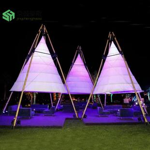 奢营地灯笼帐篷户外野露营景度假区村网DPO营红轻打卡圆锥形灯笼