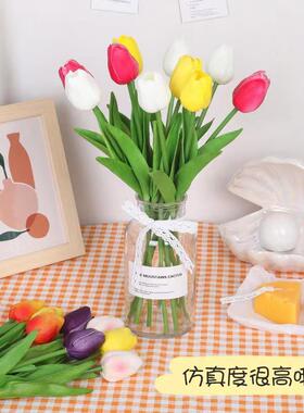 家U郁金香手感真花家居摄影001P婚仿庆客厅厂装饰花束摆件道具花