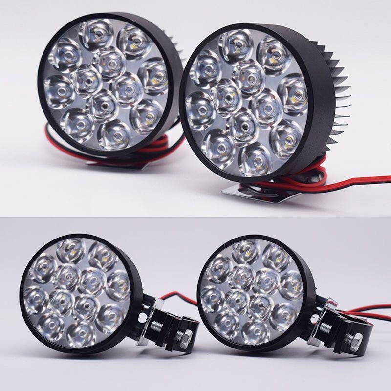 摩托车led大灯电动踏板三轮车前置强光聚光超亮12V-85V通用辅助灯