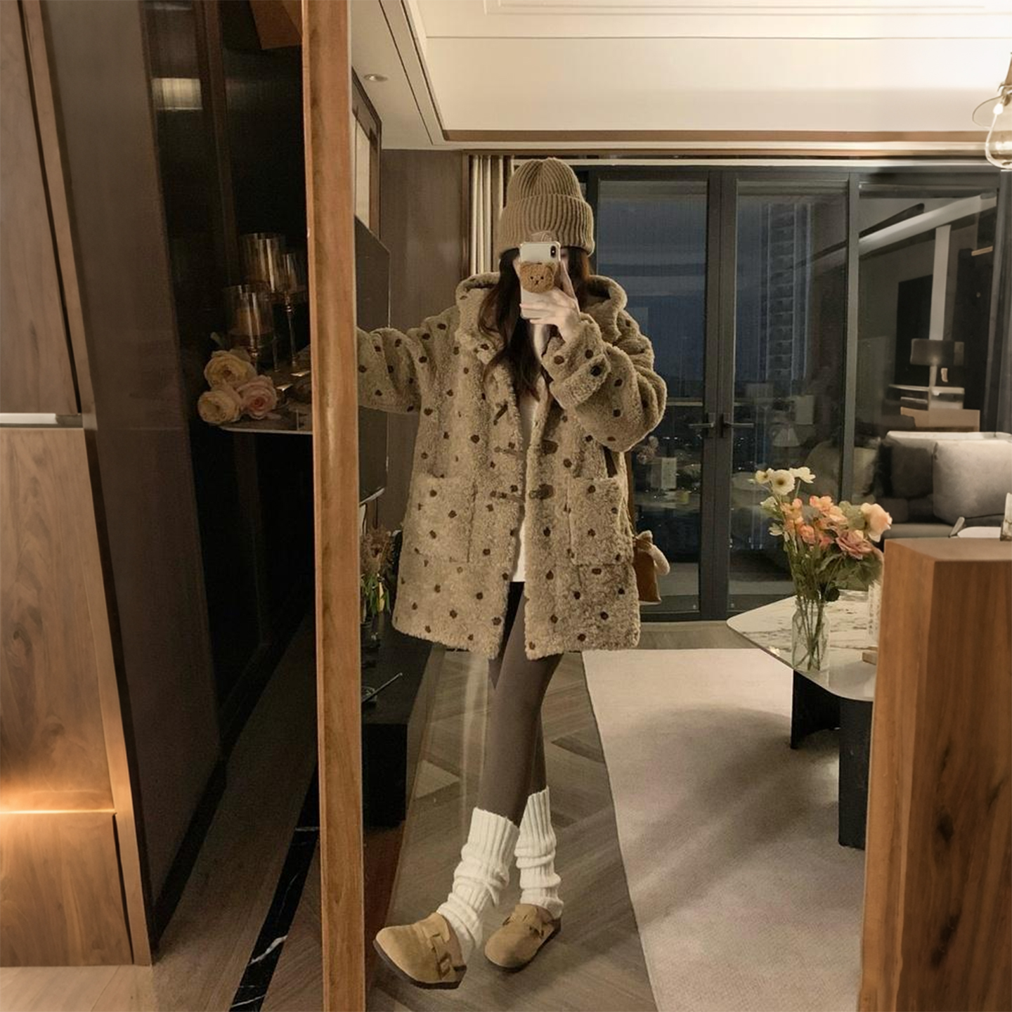 300斤大码女装胖mm波点连帽棉服