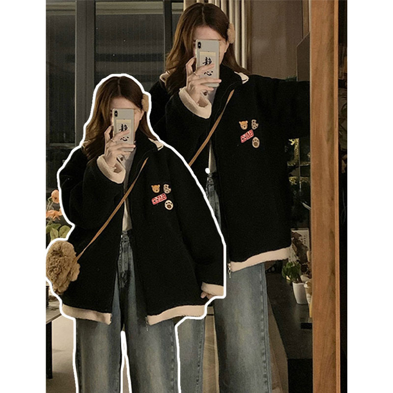 300斤大码女装羊羔绒夹棉外套