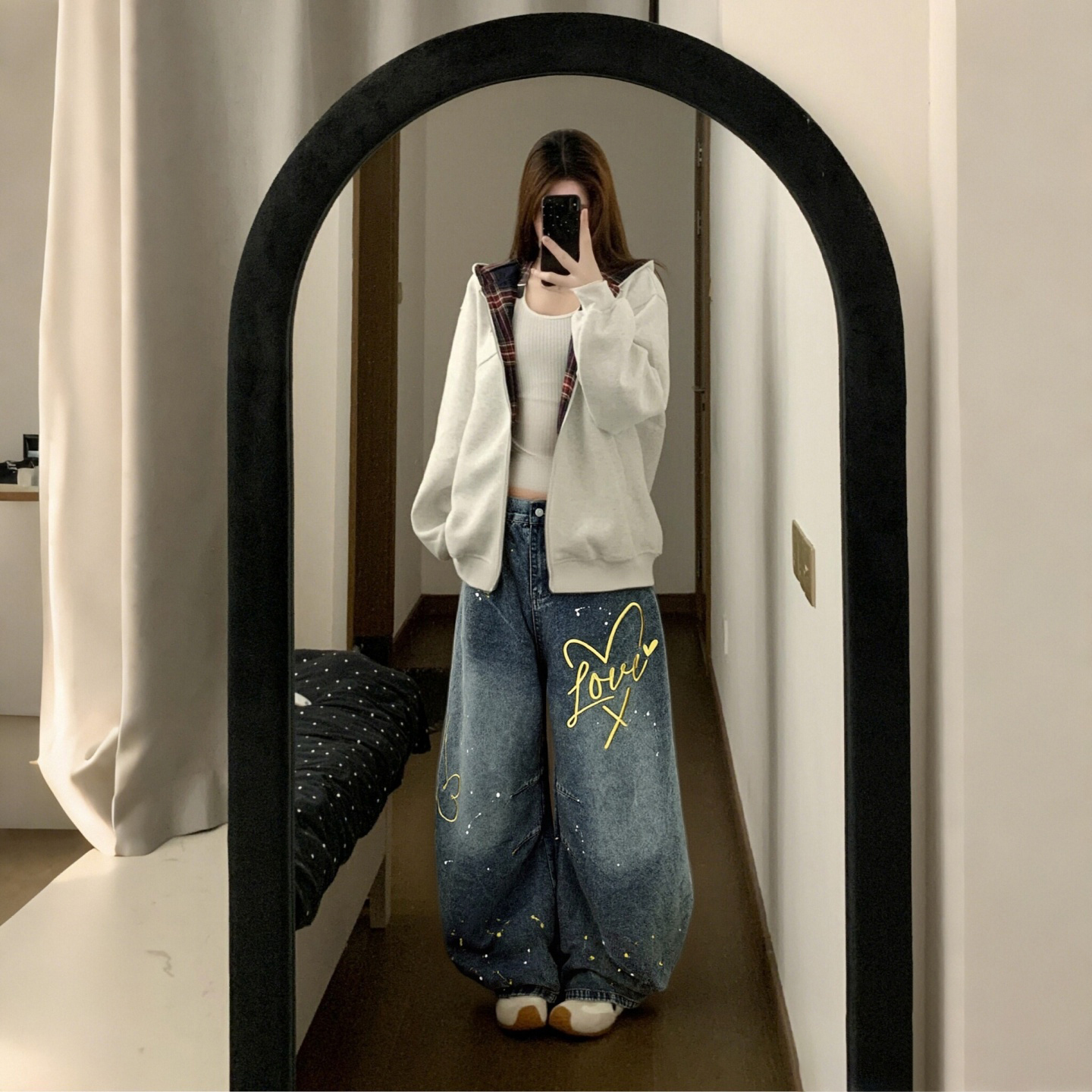 300斤大码女装复古百搭牛仔裤