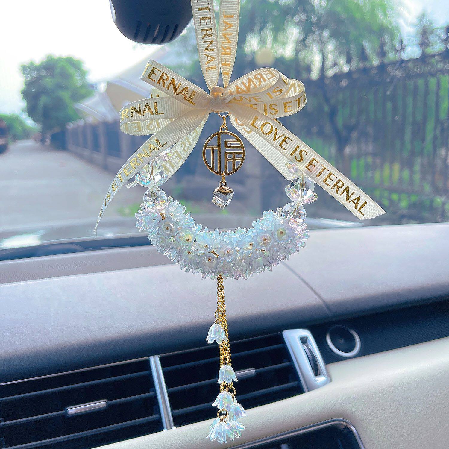 铃兰花清新公主风车载后视镜挂饰车内高档吊饰网红花朵挂件