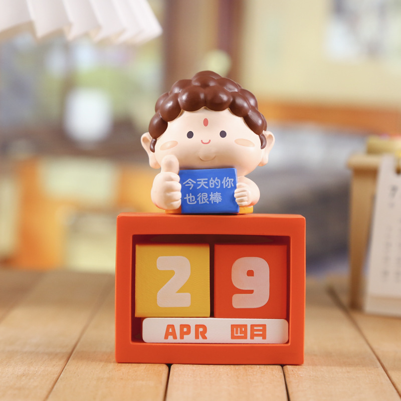 小佛祖日历摆件 创意设计桌面挂历日历装饰卡通萌趣佛祖摆件