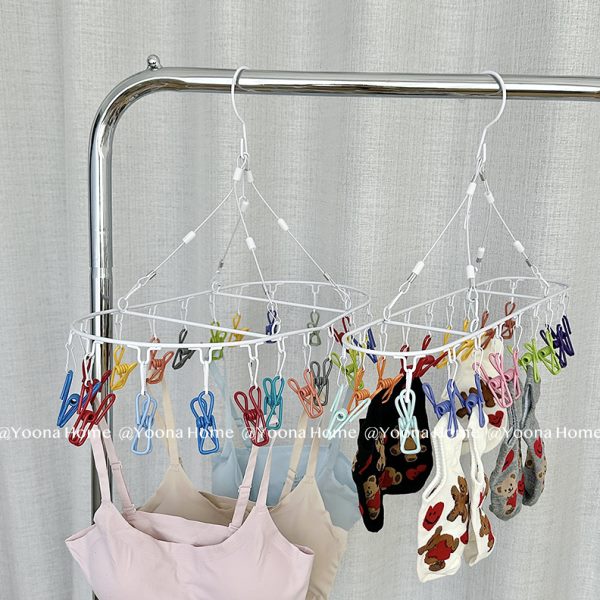 家用彩色儿童衣架多夹晾衣架阳台晒袜子宿舍神器内衣多功能挂衣夹