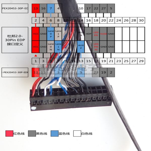 I-PEX 20453 30Pin 1路 2路屏线 LED LCD 笔记本液晶屏EDP测试线