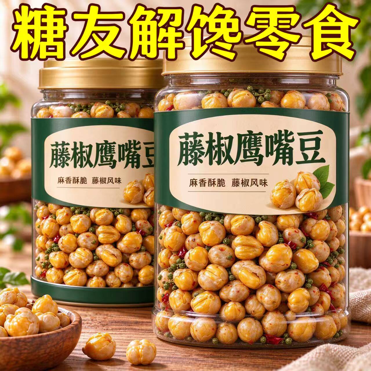 糖尿人可以吃的零食品无糖精零食藤椒鹰嘴豆老年孕妇代餐解馋饱腹