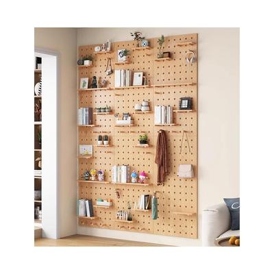 9W实木洞洞板入户玄关绿色挂板隔板木质墙上收纳架墙展示置物架定