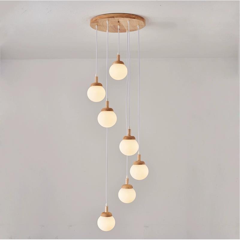 楼梯间长吊灯loft客厅吊灯挑空公寓别墅复式楼原木奶油风创意艺术