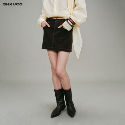 SHKUCO麂皮绒迷你裙半身裙