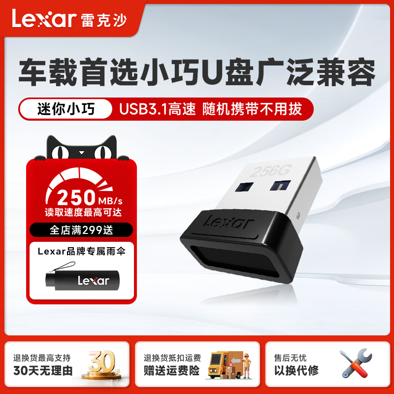 lexar雷克沙加密车载小巧U盘256G大容量 USB3.1优盘便携250MB/s 闪存卡/U盘/存储/移动硬盘 普通U盘/固态U盘/音乐U盘 原图主图