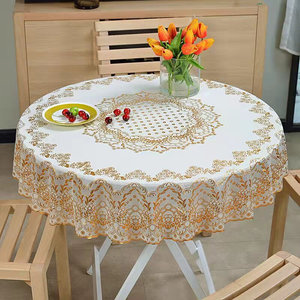 150cm北欧轻奢烫金盖巾桌布家用布艺简约圆形茶几布餐桌小圆桌布
