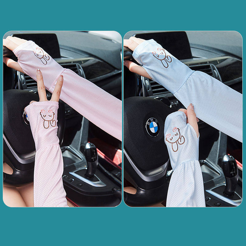 여성용 아이스 실크 자외선 차단 슬리브 여름용 느슨한 슬리브 대형 아이스 슬리브 자외선 차단 운전 팔 보호 슬리브