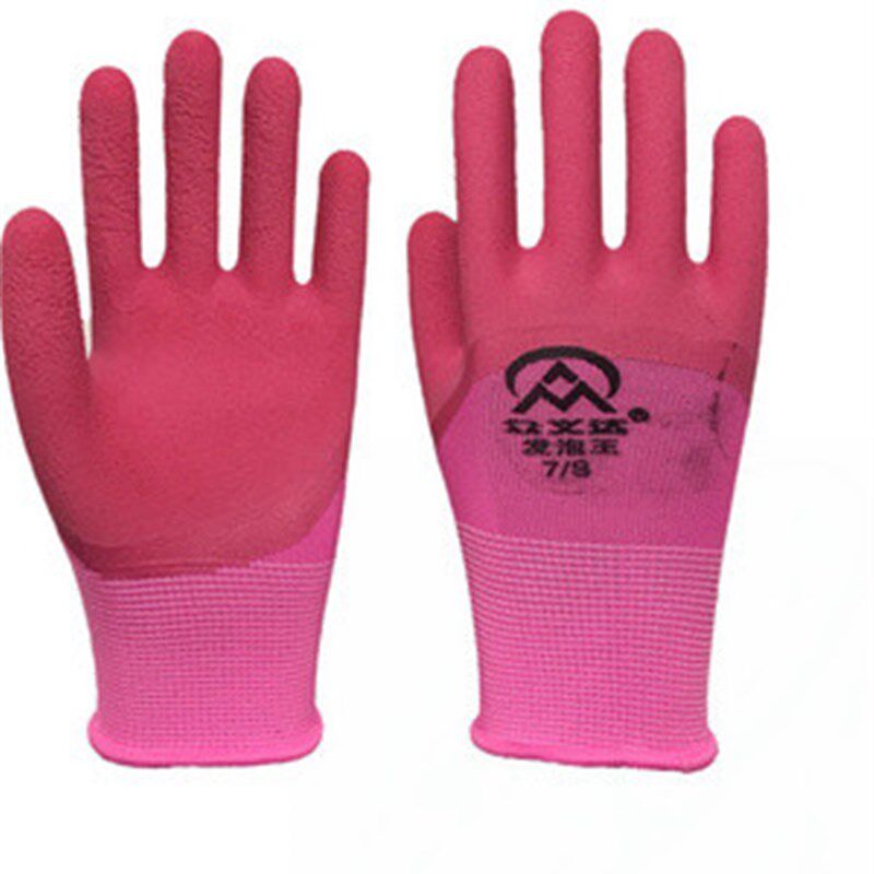 极速女士小码手套劳保耐磨工作浸胶防滑橡胶塑胶发泡王.透气防护